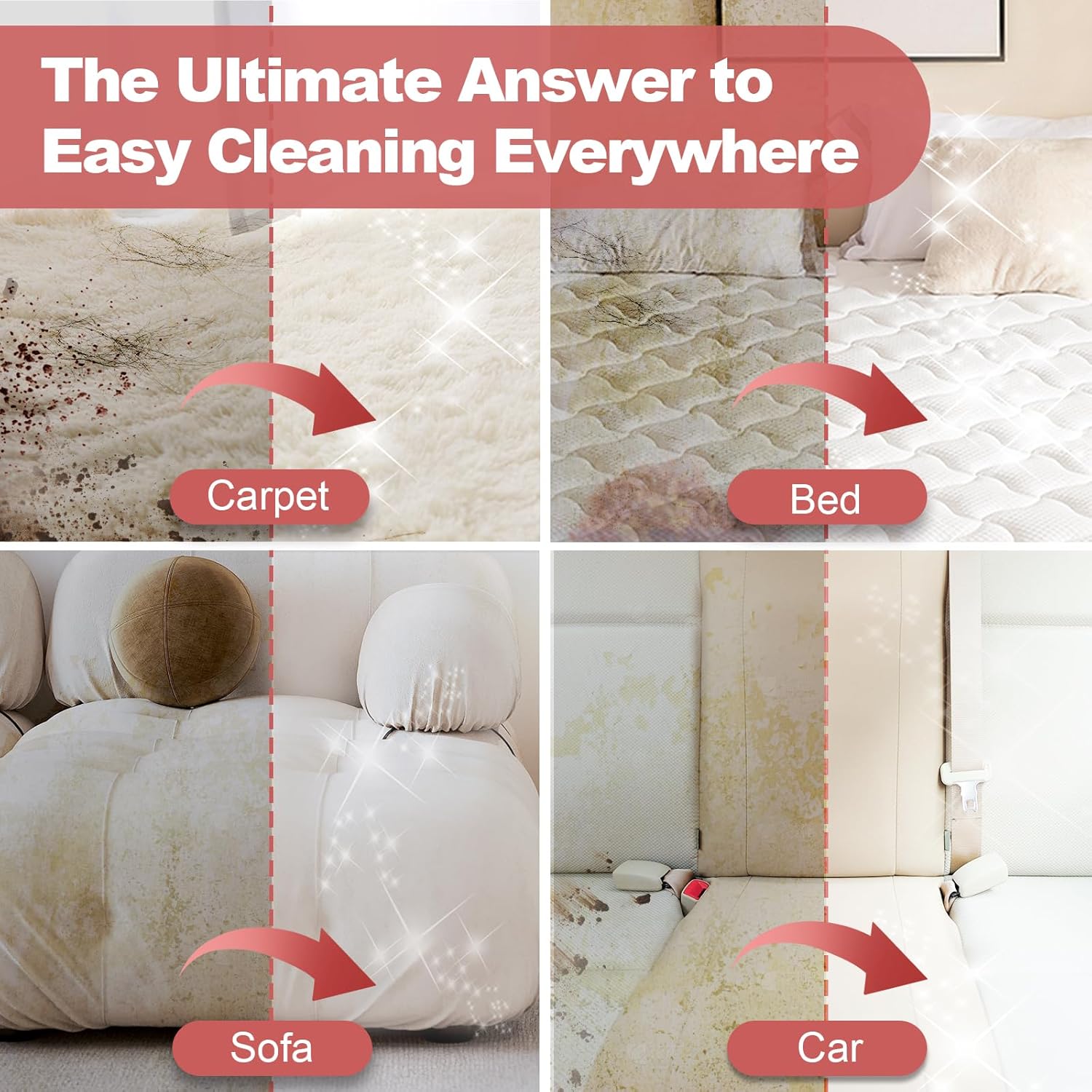 Upholstery Carpet Cleaner, MUJERBAY® 12Kpa Portable Spot and Stain Cleaner, Easy Move with Universal Wheels & Handle, 1.18-inch Deep Cleaning Machine for Couch, Stairs, Car and Pet Messes.Blue