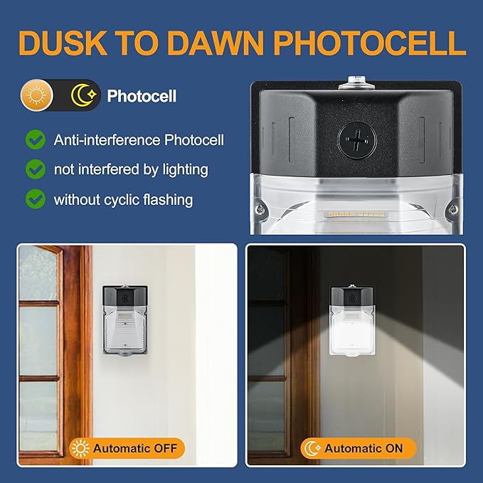 30W LED Wall Pack Light with Dusk to Dawn Photocell 4Pack, 3CCT 4000/5000/6500K, 15/20/25/30W Selectable, LED Wall Lights Outdoor Security Lighting for House Garage Yard Garden, 100-277VAC, ETL Listed