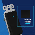 LIDER Lighted Decorator Switch, Residential Grade and UL Listed, Paddle Light Switch with Locator Light, Matte Finish Rocker Switch, Minimalist Design, 1-Pole, 3-Wire, 15A 120-277VAC, Black