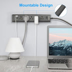 10FT Long Surge Protector Power Strip-with 5 Widely Outlets and 3 USB Ports(1 USB C Port),10 Foot Extension Cord(1250W/10A),Wall Mount for Home Office,700 J,Black(2 Pack)