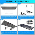 2-Pack 1.64x4ft Heavy Duty Adjustable Garage Wall Shelving, 520 lbs Load Capacity, Garage Shelving Wall Mounted, Floating Storage Rack with Hooks (Balck)