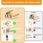 Amerdeco 3 Pack Privacy Door Handles, Champagne Bronze Interior, Knurled Lever, Heavy Duty for Bedroom and Bathroom, Reversible Keyless for Right & Left Side AM0021