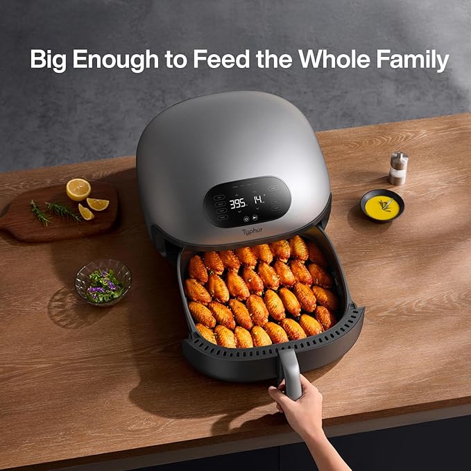Typhur Dome 2 Air Fryer, Extra Large Airfryer with Superior Airflow, Self-cleaning Smart Digital Fryer with PFAS free Basket for Quick Easy Meals, Fits a 12" Pizza or 4-Slice Toast