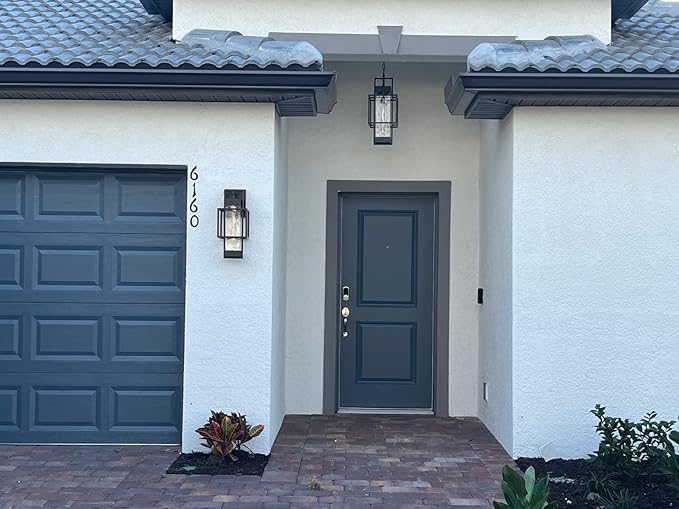 PARTPHONER Modern Outdoor Light Fixtures Dusk to Dawn Outdoor Lighting 2 Pack, 15" Exterior Wall Sconce Waterproof Porch Light, Outside Lamp for House with Water Glass for Garage Doorway