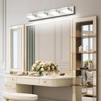 Ralbay 30inch Brushed Nickel Vanity Light for Bathroom 4-Light Metal Acrylic Modern LED Bathroom Light Fixtures