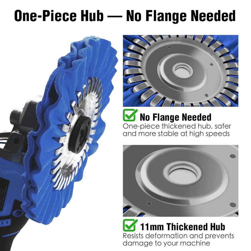 2PCS 8" Airway Buffing Wheel with 5/8" Arbor Flange-Free Hub，Blue Buffing Wheels for Angle Grinder, Heavy Cutting Metal Polishing Wheel for Aluminum Wheels Stainless Steel Metal Surface Prep