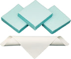 30PCS Jewelry Polishing Cloths for Sterling Silver, Gold & Platinum – Travel Jewelry Cleaner & Tarnish Remover Cleaning Care Wipe Cloth– Aqua Blue 3"x3" + 2 Large 5.8"x5.8" Cloths