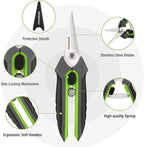 WORKPRO Garden Pruning Shears 2 Pack, 8" Bypass Pruning Shears and 6.25" Straight Garden Scissors, Premium Plant Shears, Garden Clippers Hand Tools for Cutting Flowers, Trimming Plants, Picking Fruits