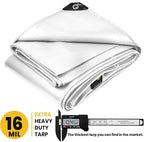 PROTARP Extra Heavy Duty 16 Mil Tarp Cover, Waterproof, UV Resistant, Rip and Tear Proof, Poly Tarpaulin with Reinforced Edges for Roof, Camping, Patio, Pool, Boat. (White 18′ X 24′)
