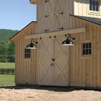 Outdoor Gooseneck Barn Light,16 Inch Dome Wall Sconce Farmhouse Exterior Mount Light Vintage Lighting Fixture Industrial Lantern, Entryway, Garage, 2 Pack, Black+White, (RZ007L-2 BK+WH)