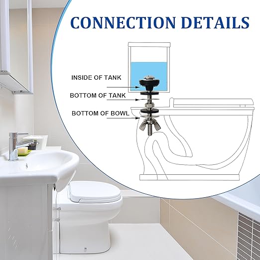 Universal Toilet Tank to Bowl Bolt Kit, Heavy Duty Toilet Tank Replacement Kit, Waterproof and Rustproof Stainless Steel Toilet Tank Bolts(4 PCS)