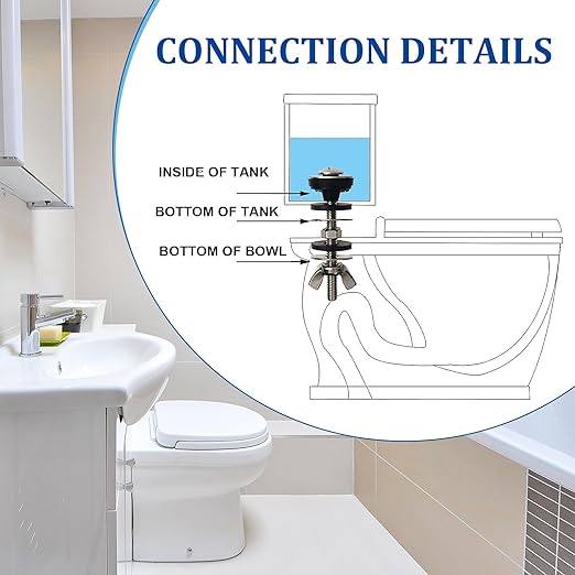 Universal Toilet Tank to Bowl Bolt Kit, Heavy Duty Toilet Tank Replacement Kit, Waterproof and Rustproof Stainless Steel Toilet Tank Bolts(2 PCS)