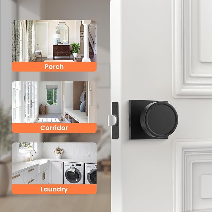 Haidms Black Passage Door Knobs Interior, Heavy Duty Round No Key Matte Black Closet Door Knobs for Hall Closet, Passage Doorknobs Hallway (3 Pack)