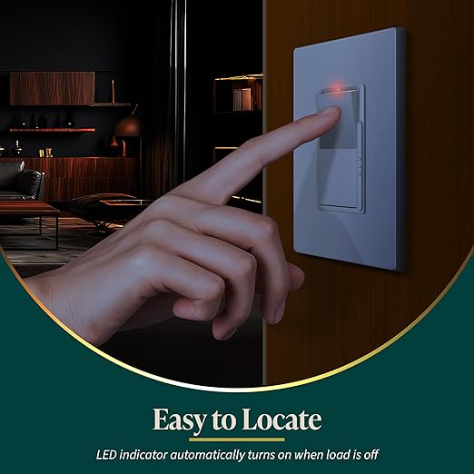 TOPGREENER Dimmer Light Switch, LED Dimmer Switches for 300W Dimmable LED/CFL Lights and 600W INC/HAL Bulbs, Single Pole/3-Way,Neutral Wire Not Required, Wall Plate Included, UL Listed, 2 Pack,White