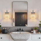 Modern Wall Sconces Set of Two Black Wall Sconces Indoor Wall Lamp Crystal Wall Light Wall Mounted Room Sconce Wall Lighting Bathroom Vanity Light Fixtures