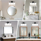 Black Bathroom Light Fixtures, 3-Light Modern Vanity Light Over Mirror, Wall Sconces with Milky White Frosted Glass Shades, E26 Socket (Bulbs Not Included)