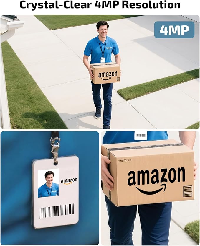 《100% Solar Powered & 2-Way Audio》Outdoor Wireless PTZ Camera System, 4MP Solar Powered Battery Cameras,Home Video Surveillance DVR Kits