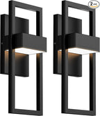 BesLowe 14.5” Modern Outdoor Wall Lights, 3000K LED Exterior Lighting Fixtures Wall Mounted, Porch Lights Outdoor Wall Sconce Lamps, Black Outdoor Lights for House Front Door Garage Patio, 2-Pack