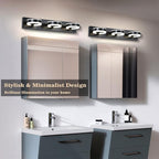 LED Bathroom Light Fixtures, 24inch Black Vanity Lights, Modern 3 Light Acrylic Wall Sconces, 350° Rotatable Wall Lighting Fixture Over Mirror