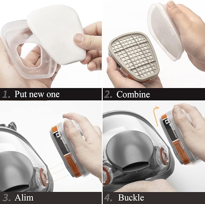 RANKSING Reusable Respirator Full Gas Mask Full 6800 with Filters for Dust, Asbestos, Chemicals while Painting, Spraying
