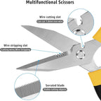 Utility Scissors Heavy Duty: 8-Inch sharp Scissors All Purpose heavy duty, Serrated Blades Cut Carpet, Cardboard, Wire, Leather, Fabric, Multipurpose Shears for Kitchen, Garden, Office, Craft