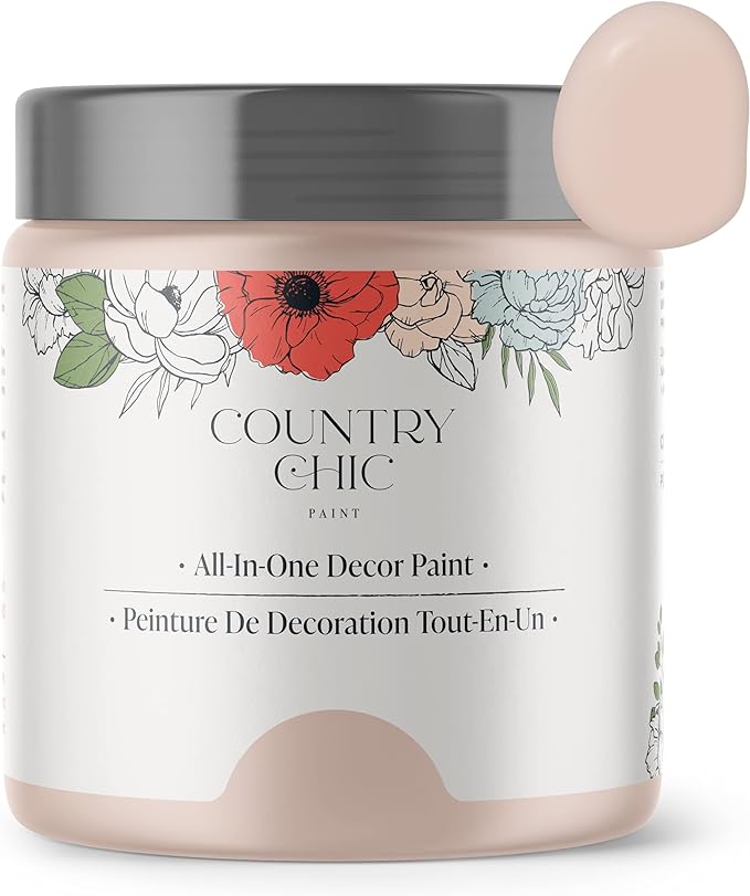 Country Chic All-in-One Chalk Paint for Furniture, Cabinets, Home Decor, Eco-Friendly, Matte Finish, Built-In Primer & Top Coat for Wood, Metal - Ooh La La (Light Pink) - 4 oz (118 ml)