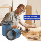 2 Pack VF5000 Filter Replacement for Ridgid Shop Vac 5-20 Gallon Wet Dry Vacuums,3 Layer Pleated Wet/Dry Vacuum Filter Compatible with WD1450 WD0970 WD1270 WD09700 WD06700 WD1680 WD1851 WD1680 RV2400A
