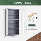 Greenvelly Metal Storage Cabinet with 2 Doors and 4 Adjustable Shelves, Lockable Steel Tool Cabinet for Home, Office, Garage, Classroom (Grey White)