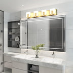 Aipsun Gold Vanity Lights for Bathroom Modern LED 4 Lights Bathroom Vanity Lights Up and Down Wall Light Fixtures 6000K
