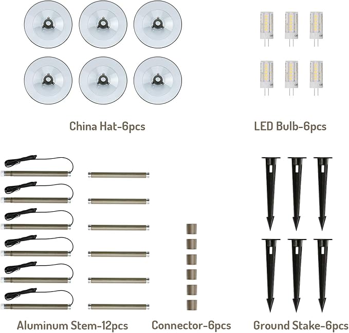 3W LED Landscape Lights Landscape Lighting Low Voltage Outdoor Pathway Lighting Replaceable LED Bulb 3000K Aluminum housing with ABS Ground Stake for Yard Patio Driveway Bronze, Pack of 6