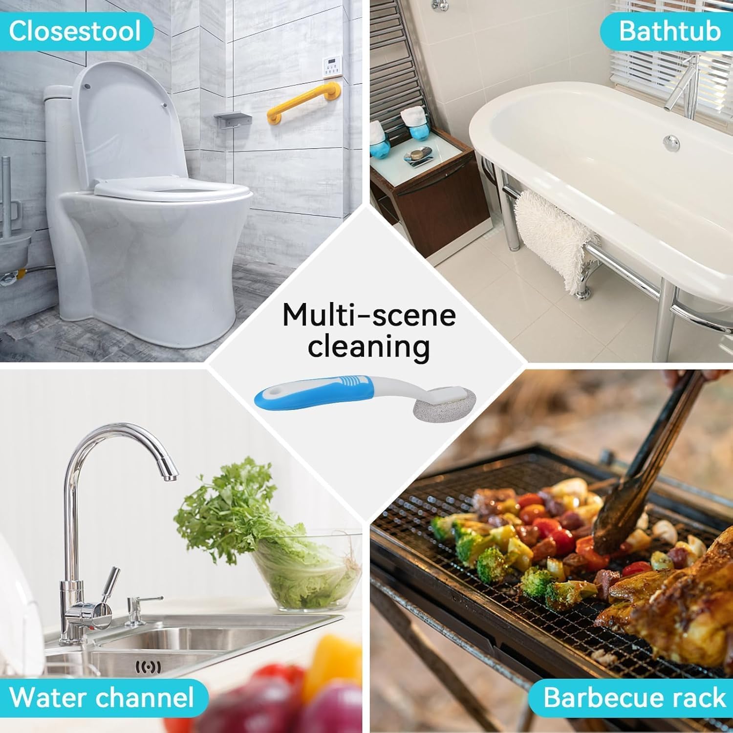 Pumice Cleaning Stone with Handle, Pumice Stone Cleaning Brush Toilet Bowl Cleaner for Household Sink Pool Bathroom Kitchen