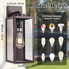 16-inch Oil-Rubbed Bronze Large Outdoor Wall Light Fixture, Brown Exterior Wall Lantern, Farmhouse Porch Sconce Lighting, Modern Outside Lights for House, Garage, Patio Lamp, 2 Packs