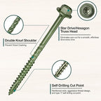 #14 x 4 Wood Structural Screws 300 Pack Hex Head Lag Screws, Rust Resistant Timber Screws for Timber/Log/Landscaping Wood (Green)