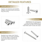 56 Pieces #12 x 3/4" 1" 1-1/4" 1-1/2" 2" Phillips Countersunk Head Self-Tapping Screws, Wood Screws Assortment Kit, 304 Stainless Steel