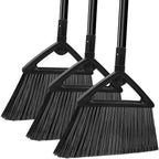 Heavy Duty Commercial Broom, 3 Pack Upgraded Angle Brooms for Sweeping Outdoor and Indoor, Perfect Black Brooms of House, Kitchen, Garage, Courtyard, Concrete