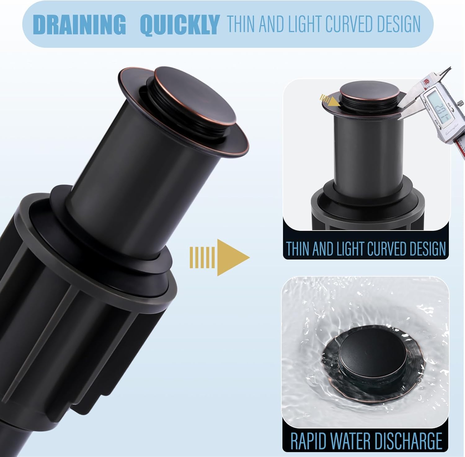 ALEASHA Pop Up Sink Drain Without Overflow, Bathroom Sink Drain Vessel Sink Stopper Pop Up Sink Drain Stopper, Pop Up Drain for Bathroom Sink Drain Strainer for Hair Catcher,Oil Rubbed Bronze