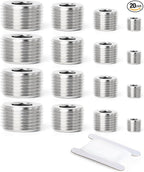 GASHER 20Pcs Stainless Steel Internal Hex Thread Socket Pipe Plug Fitting 1/8" 1/4" 3/8" 1/2" NPT Male