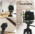 JEPPO Laser Level with Tripod,4D Green Laser Level 4x360 Self Leveling,16 Line Lazer Leveler Tool for Construction,Floor Tile,APP Remote Control,5000mAh Rechargeable Battery,Magnetic Rotating Stand