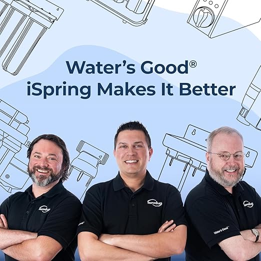 iSpring WGB32B-KDS+AHPF12MNPT16X2 Whole House Water Filtration System, Reduces Lead, Scale, Chlorine, Chloramine, 3-Stage Whole House Water Filter w/ 3/4'' Push-Fit Stainless Steel Hose Connectors