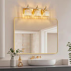 Crystal Vanity Lights - Gold 3 Light Modern Vanity Light for Bathroom