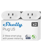 Shelly Wave Plug US LR | Z-Wave Long Range Smart Plug with Power Monitoring 15 A | Home Automation | iOS Android App | Low Power Consumption | Smart Schedules & Scenes | Bulletproof Security (2 Pack)