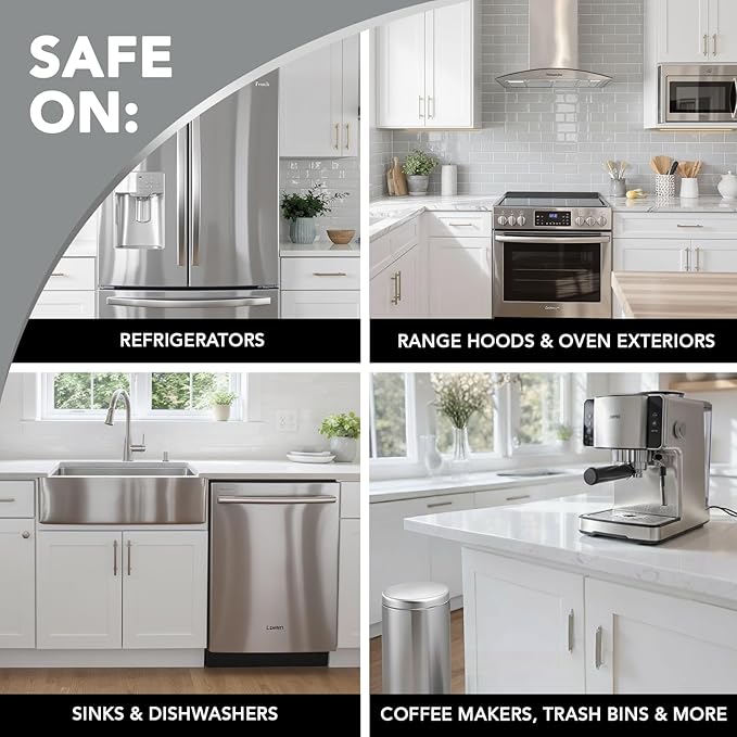 Weiman Stainless Steel Cleaner and Polish - Protects Appliances from Fingerprints, Leaves a Streak-Free Shine for Refrigerator, Dishwasher, Oven, Grill, 2 Pack With Microfiber Cloth