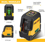 PREXISO Laser Level with Tripod - 100Ft Rechargeable Dual Modules Line Laser, Self Leveling Wide Angle Cross Leveler Tool for Construction, Floor Tile Renovation with Magnetic Base, Target Plate, Bag