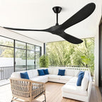 60" Ceiling Fans Without Light, Solid Wood Ceiling Fan with Remote Control and Quiet DC Motor, Ceiling Fan no Light 3 Blades, Outdoor Ceiling Fans for Patios without Lights