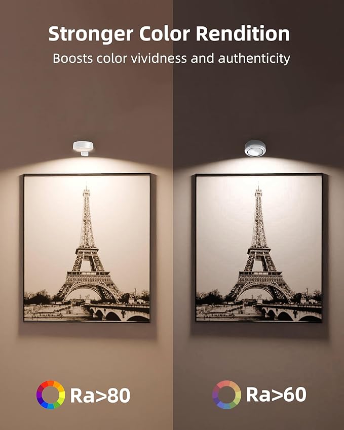 EZVALO Picture Lights for Wall with Charging Station, Rechargeable Battery Magnetic Poster Lights with 3 Color Temps & 12 RGB, Remote Dimmable Timer, Wall Decor Light for Art Display (6 Pack)