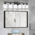 6-Light Black Vanity Lights, 38'' Modern Bathroom Vanity Lighting Fixtures for Mirror, Matte Bathroom Lighting Fixtures, Black Wall Sconces for Bedroom Living Room