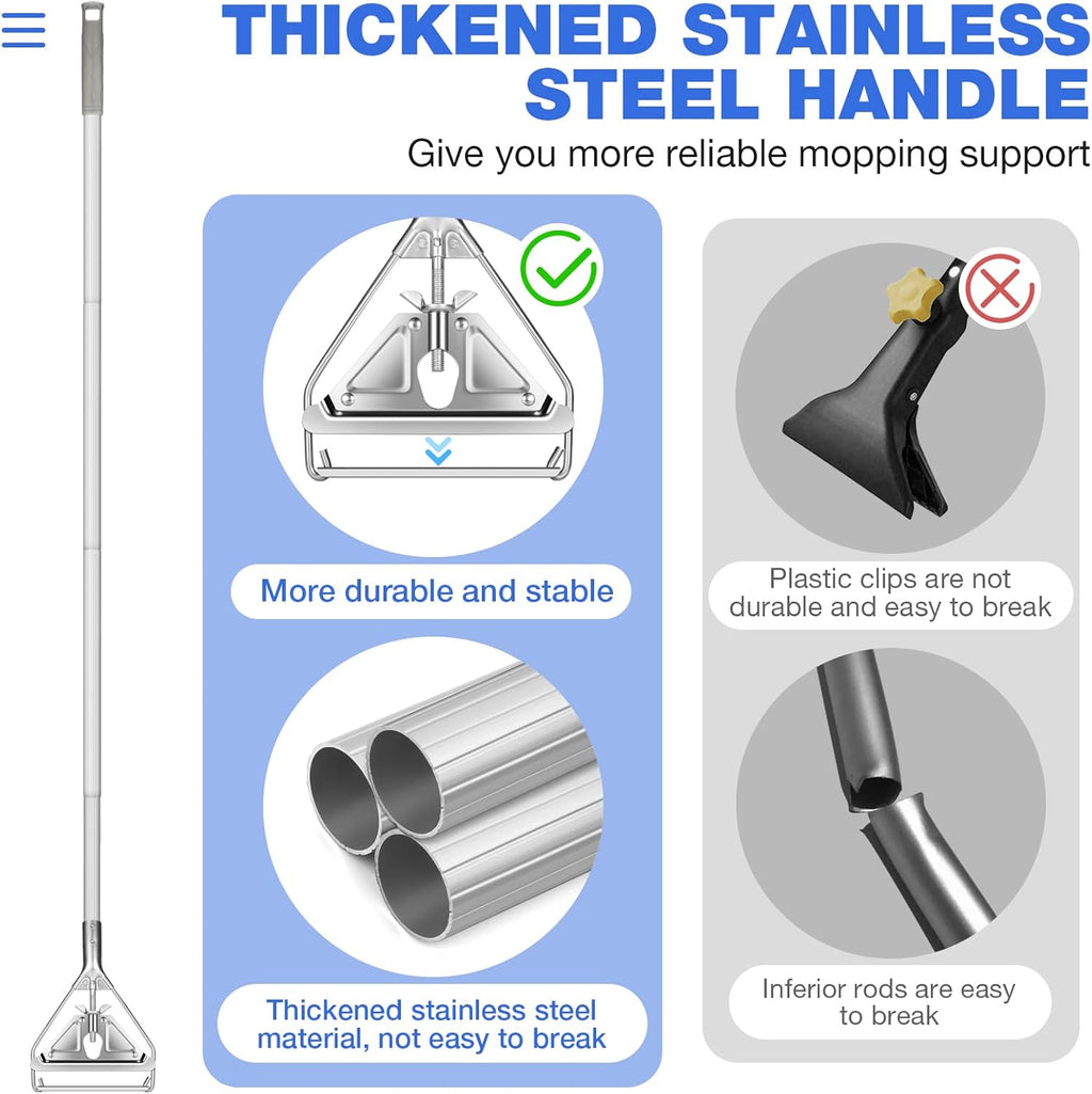 String Mop Heavy Duty for Floor Cleaning- Industrial Commercial Wet Mop with 59inch Mop Handle for Home,Garage,Office, Workshop, Warehouse Floor Cleaning