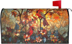 Giwawa Stained Glass Cardinal Birds Mailbox Covers Magnetic for Fall Mailbox Cover Autumn Mail Box Covers Standard Size 18 x 21 Thanksgiving Decorations Outdoor Welcome Mailbox Wrap