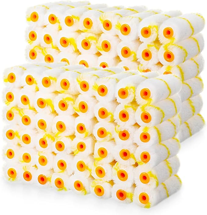 Leumoi 400 Pieces 4 Inch Mini Paint Roller Cover Bulk Small Microfiber 1/2" Nap for Paint Roller for House Painting Brush Supplies, DIY Craft Home Wall Repair Tool Kit Set