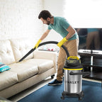 STANLEY Wet Dry Vacuum 4 Gallon, 4 Peak HP Shop Vacuum Portable Stainless Steel Multifunction for Job Site, Garage, Basement, Workshop